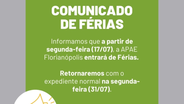 Férias de julho 2023 APAE Florianópolis