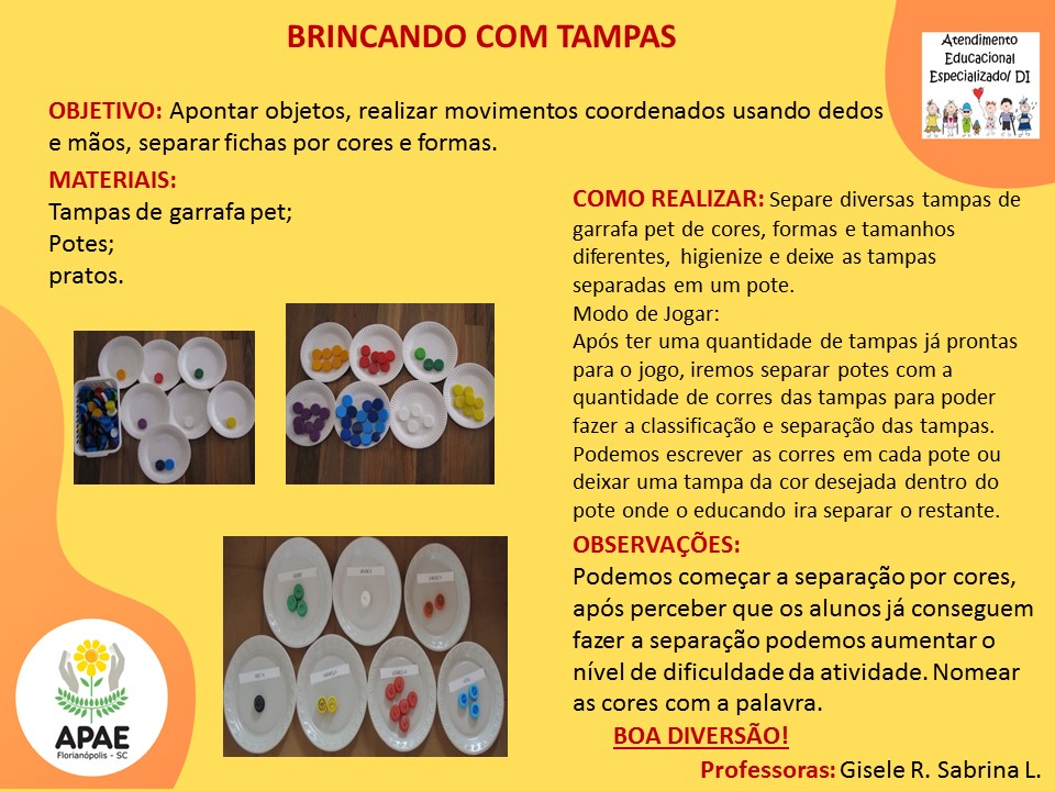 Atendimento Educacional Especializado - Separando com Tampas
