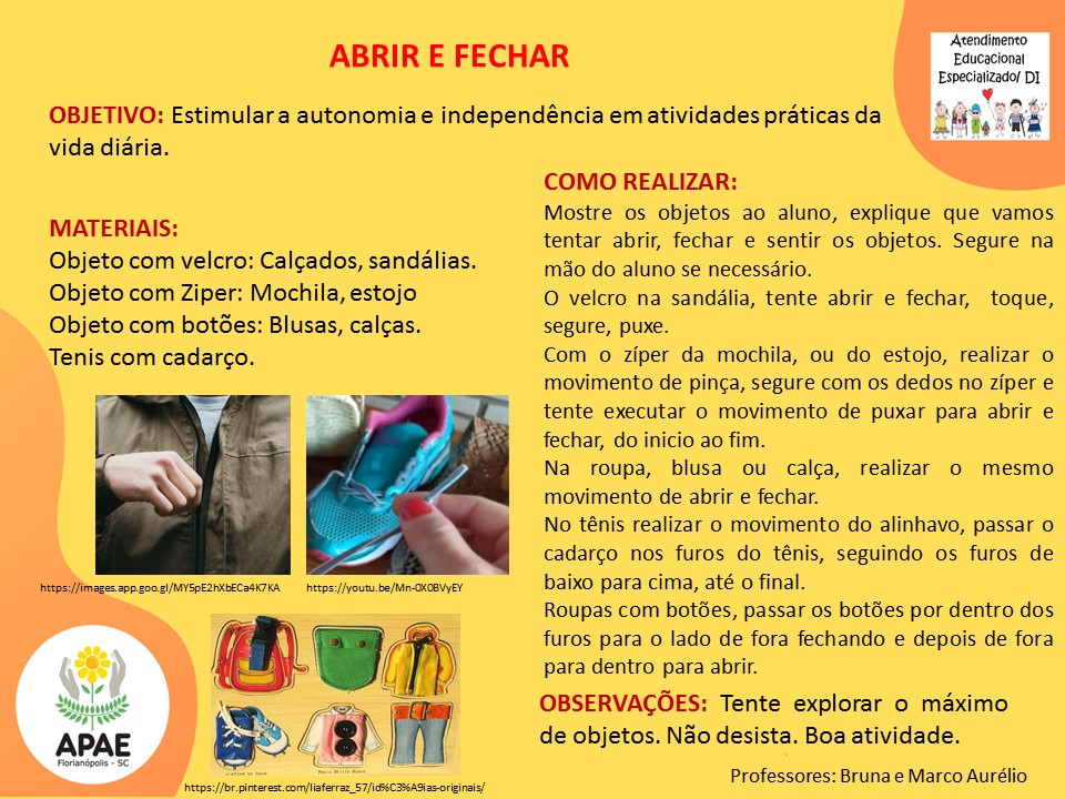 Atendimento Educacional Especializado - Abrir e Fechar
