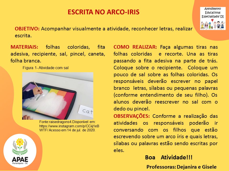 Atendimento Educacional Especializado - Escrita no Arco-iris