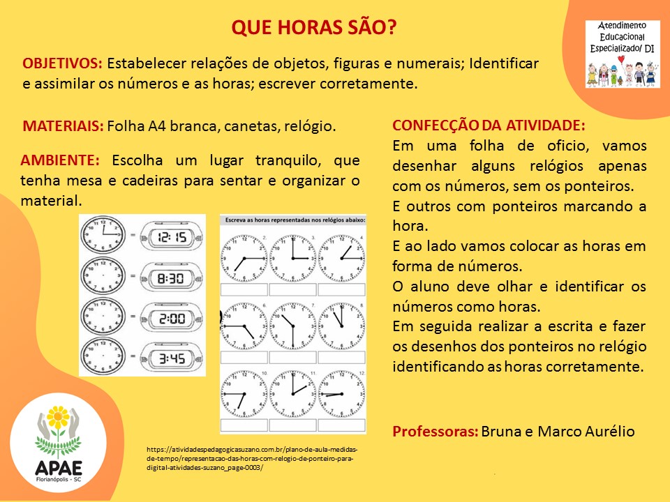 Atendimento Educacional Especializado - Que Horas São?