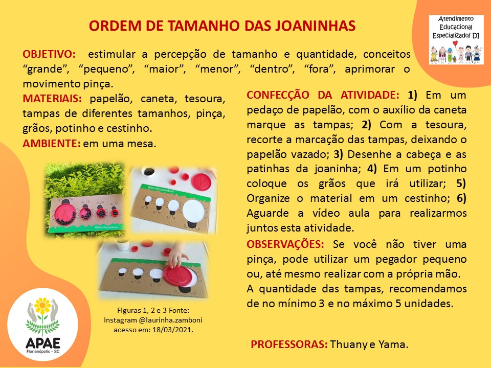 Estimulação Precoce 2 - Ordem de Tamanho das Joaninhas