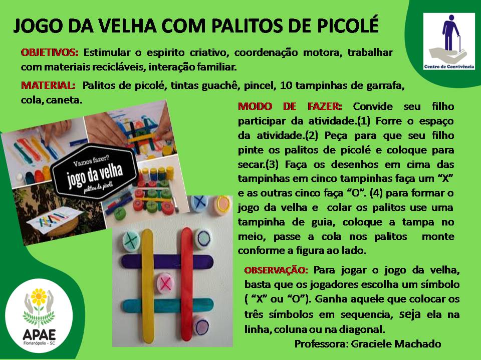 Jogo da velha com palitos de picolé