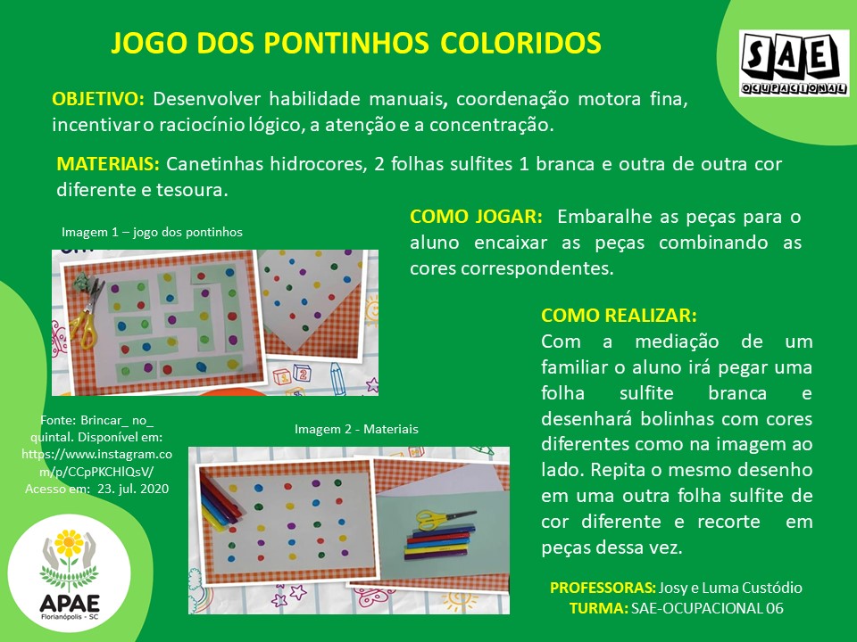 JOGO DOS PONTINHOS OBJETIVO: ESTIMULAR O RACIOCÍNIO LÓGICO