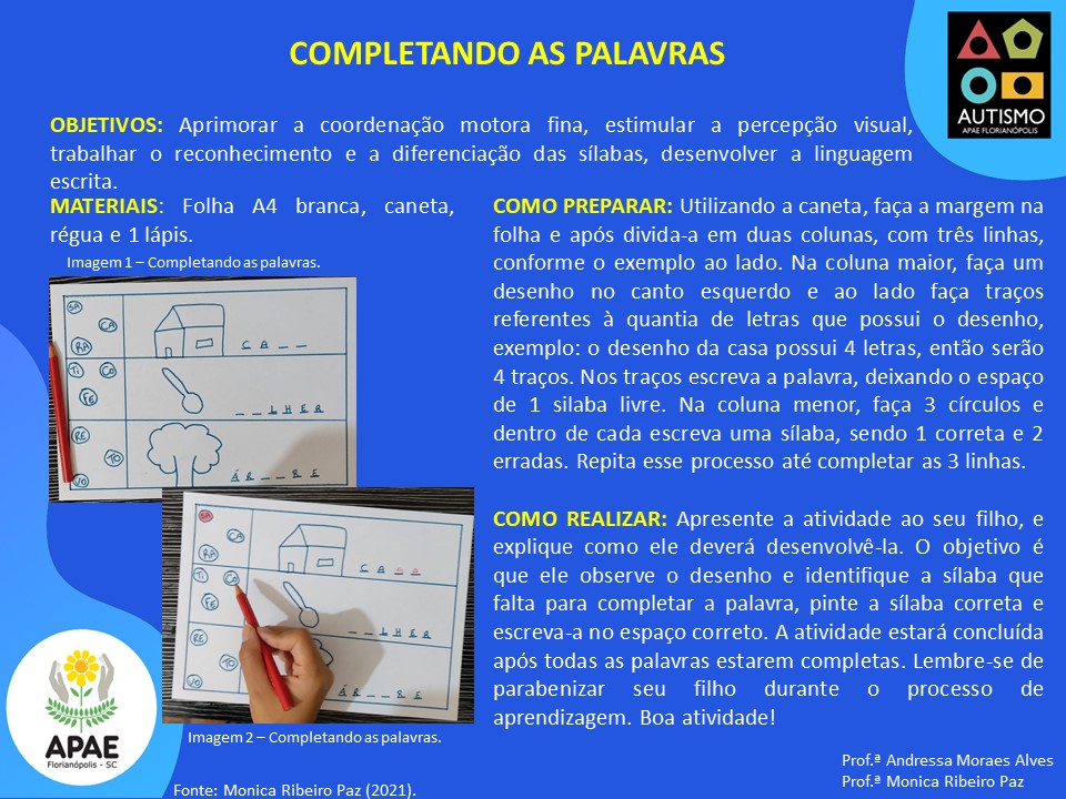 Completando as palavras - AEE TEA