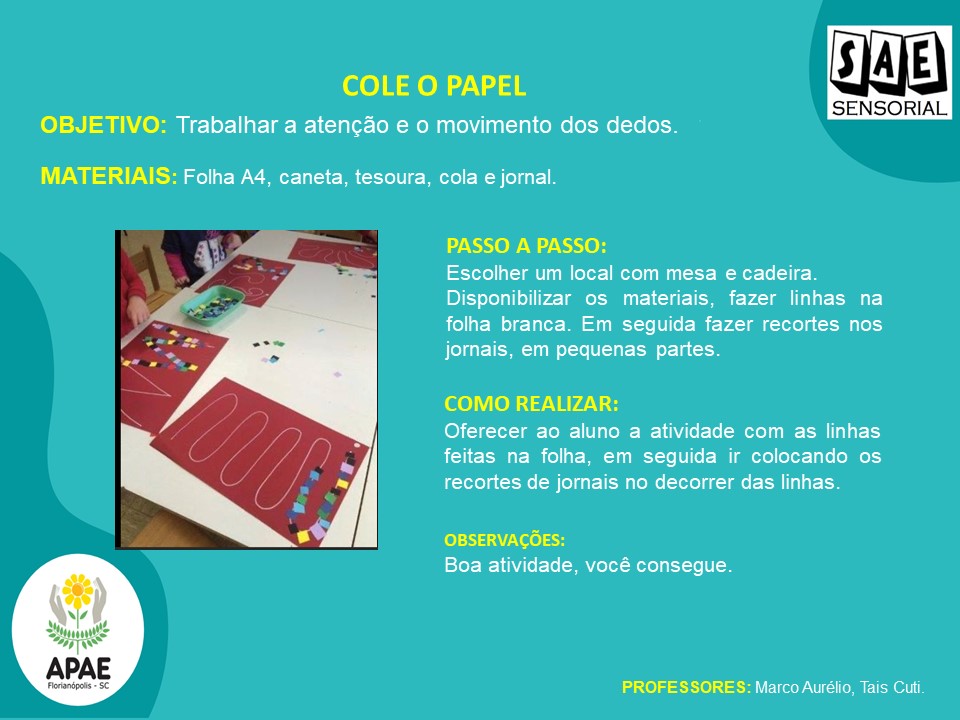 Cole o papel - Sae Sensorial