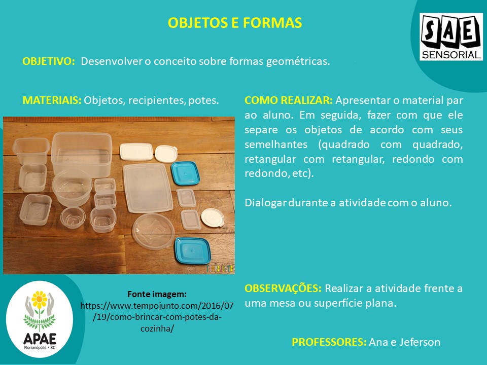 Objetos e formas - Sae Sensorial