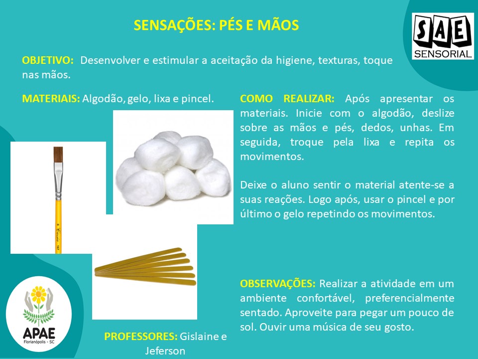 Sensações pés e mãos - Sae Sensorial